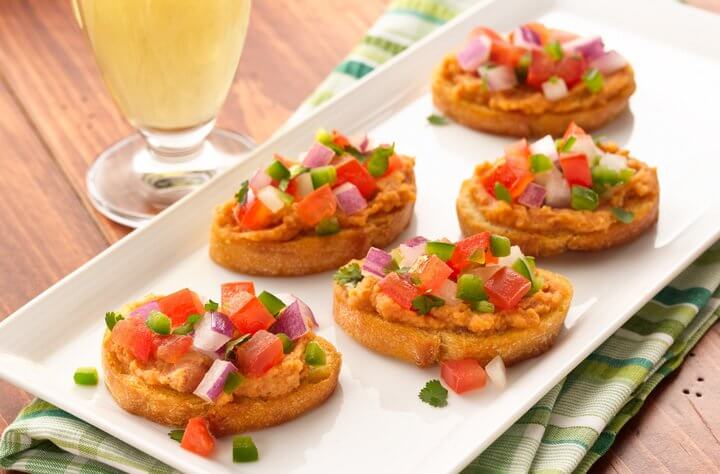Southwest Refried Bean Crostini